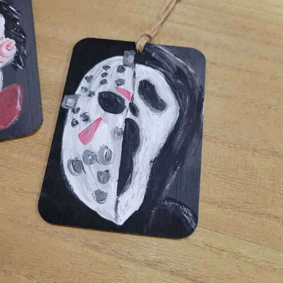 Handpainted Horror Inspired Ornaments Ghostface/Jigsaw/Pennywise/Jason - Picture 3 of 4